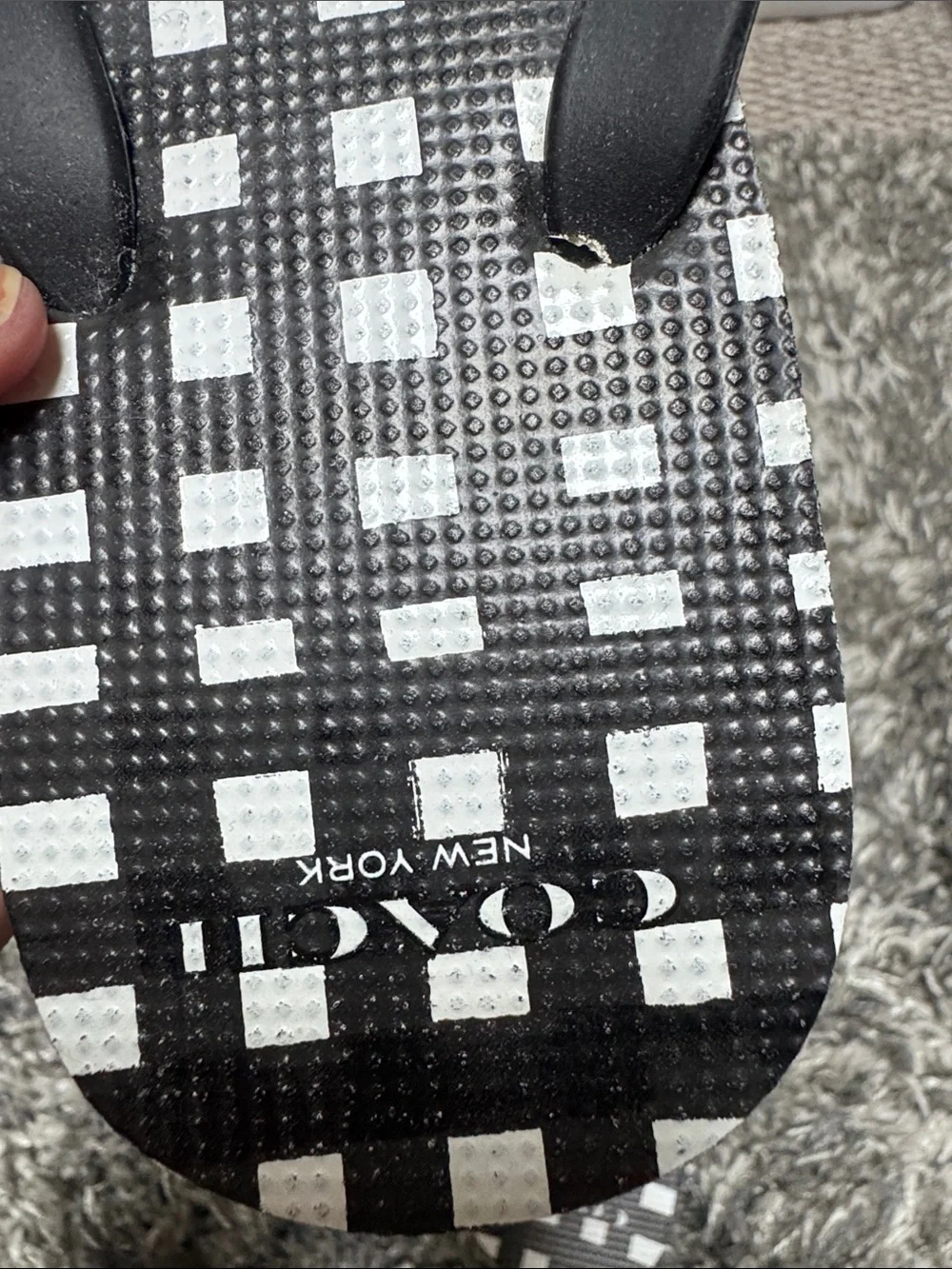 Coach Black & White Gingham Flip Flop Sandals for Women